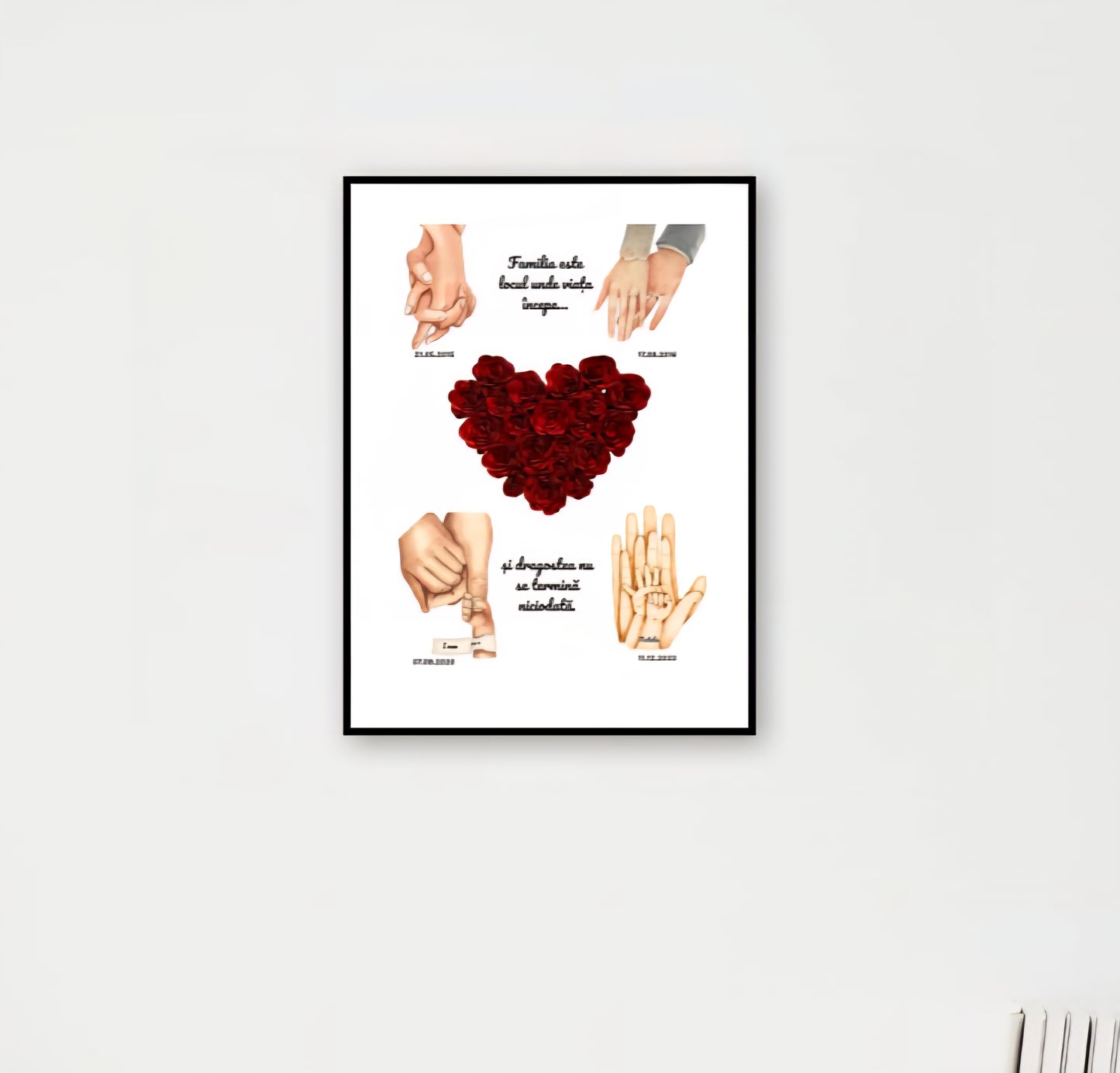 Tablou Familie - date importante + flori 3D