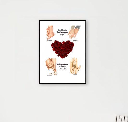 Tablou Familie - date importante + flori 3D
